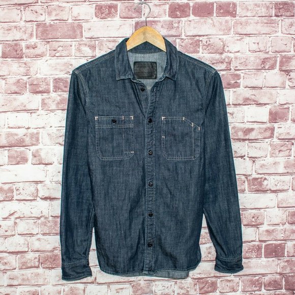 dark wash denim shirt mens